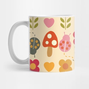 Retro Bugs and Flowers Mug